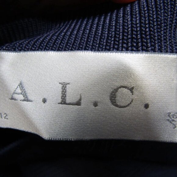 NEW A.L.C. Women's Stretch Ribbed Long Sleeve Mini Dress Navy Blue Size M - Picture 7 of 12